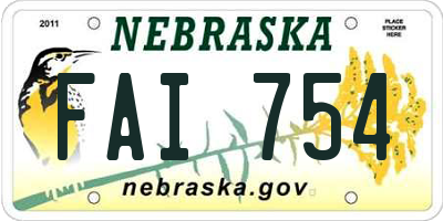 NE license plate FAI754