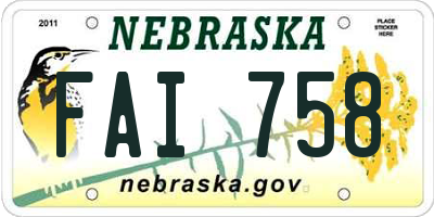 NE license plate FAI758