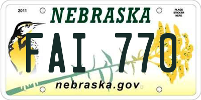 NE license plate FAI770