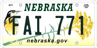 NE license plate FAI771