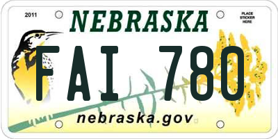 NE license plate FAI780