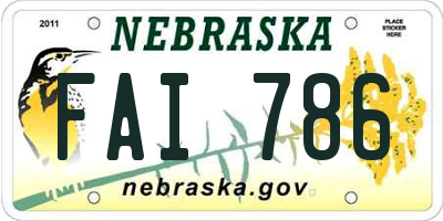 NE license plate FAI786