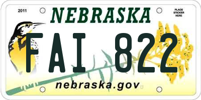 NE license plate FAI822