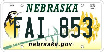 NE license plate FAI853