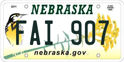 NE license plate FAI907