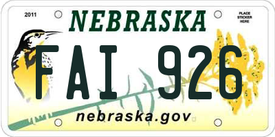 NE license plate FAI926