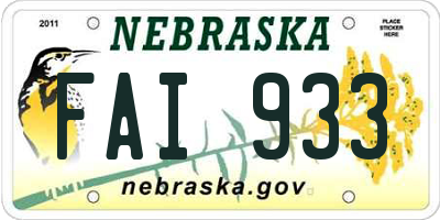 NE license plate FAI933