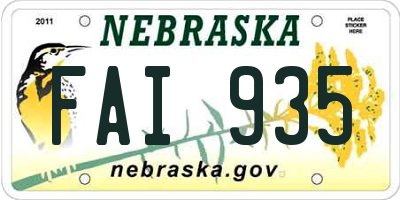 NE license plate FAI935