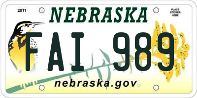 NE license plate FAI989