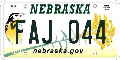 NE license plate FAJ044