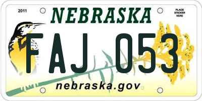 NE license plate FAJ053