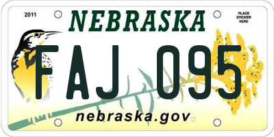 NE license plate FAJ095