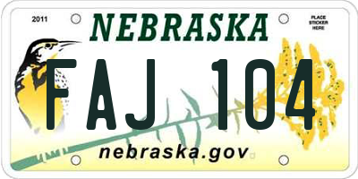 NE license plate FAJ104