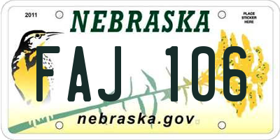 NE license plate FAJ106