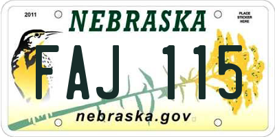 NE license plate FAJ115