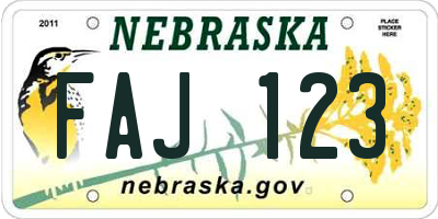 NE license plate FAJ123