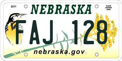 NE license plate FAJ128