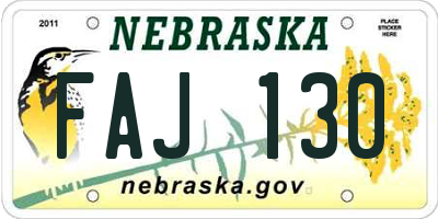 NE license plate FAJ130