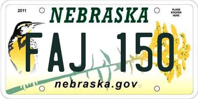 NE license plate FAJ150