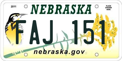 NE license plate FAJ151
