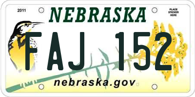 NE license plate FAJ152