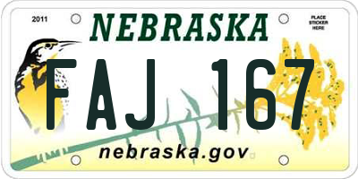 NE license plate FAJ167