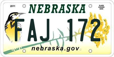 NE license plate FAJ172