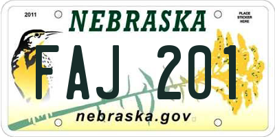 NE license plate FAJ201