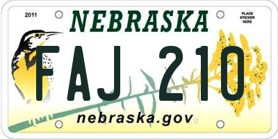 NE license plate FAJ210