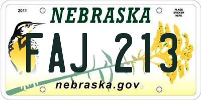 NE license plate FAJ213