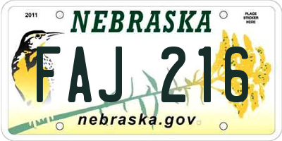 NE license plate FAJ216