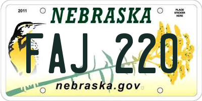 NE license plate FAJ220