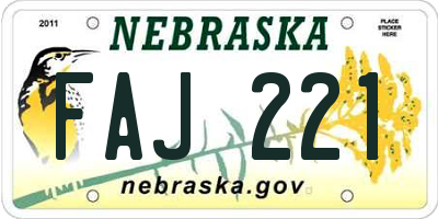 NE license plate FAJ221