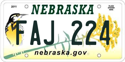 NE license plate FAJ224