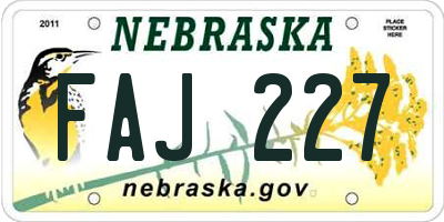 NE license plate FAJ227