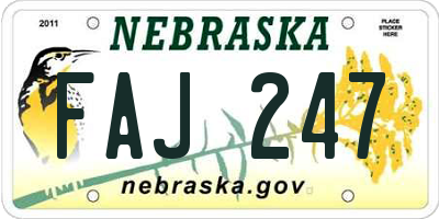 NE license plate FAJ247