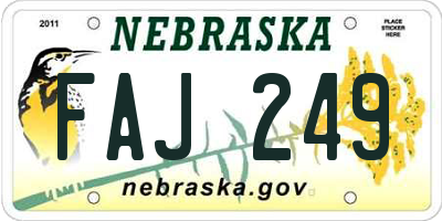 NE license plate FAJ249