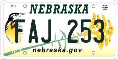 NE license plate FAJ253