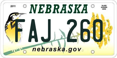 NE license plate FAJ260