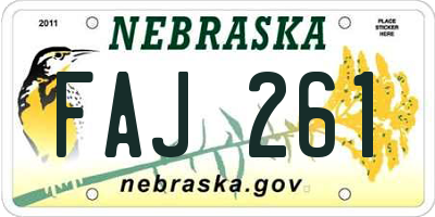 NE license plate FAJ261