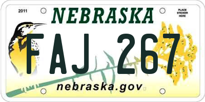 NE license plate FAJ267