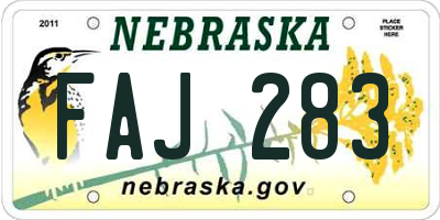 NE license plate FAJ283