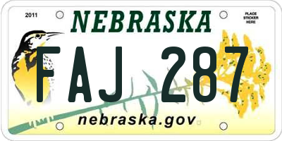 NE license plate FAJ287