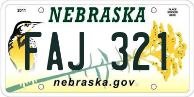 NE license plate FAJ321