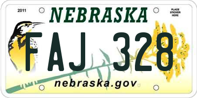 NE license plate FAJ328