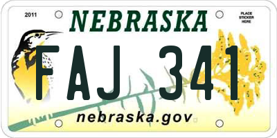 NE license plate FAJ341