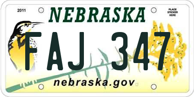 NE license plate FAJ347