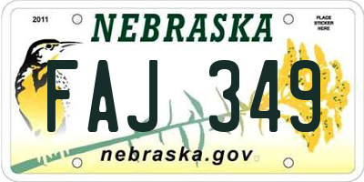NE license plate FAJ349