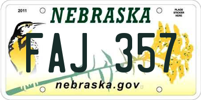 NE license plate FAJ357