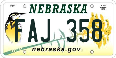 NE license plate FAJ358